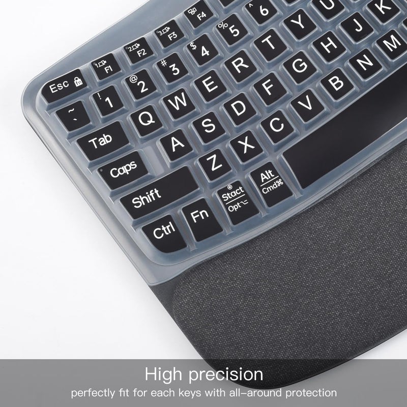 imComor Large Print Keyboard Cover for Logitech Wave Keys MK670 Combo Keyboard Skin, Logitech Wave Keys Wireless Ergonomic Keyboard Cover Protector Skin, Logitechs Waves Key Accessories, Black - Image 2